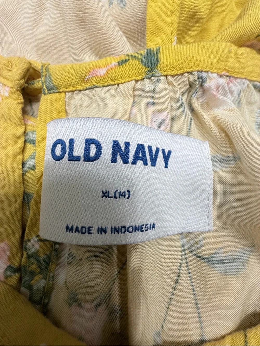 Old Navy Girls Yellow Floral Tiered Dress XL 14